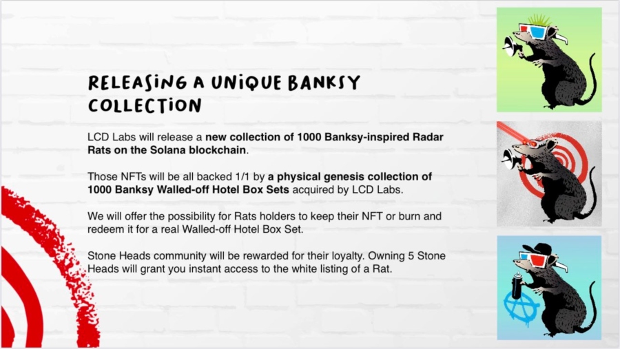Flyer sobre los NFT de Banksy