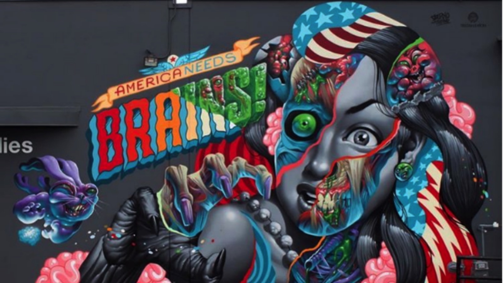 “America Needs Brains”, nuevo mural de Saturno Art y Tristan Eaton
