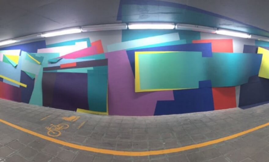 Nuria Mora realiza instalación en mural del Tec de Monterrey