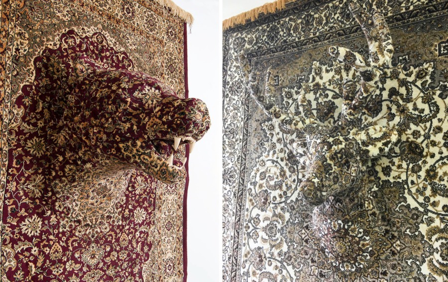 esculturas con alfombras persas de Debbie Lawson