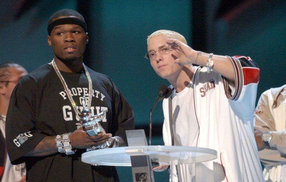 50 Cent y Eminem saludando
