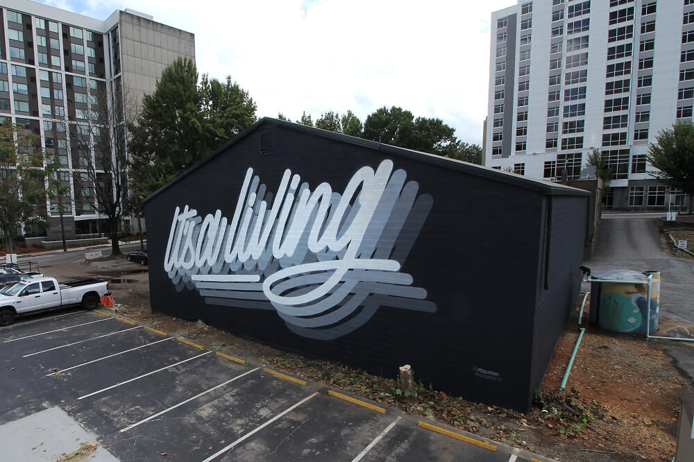 Mural "It´s a living" para el proyecto de Outerspace Atlanta, Georgia, EE. UU. - 2018 
