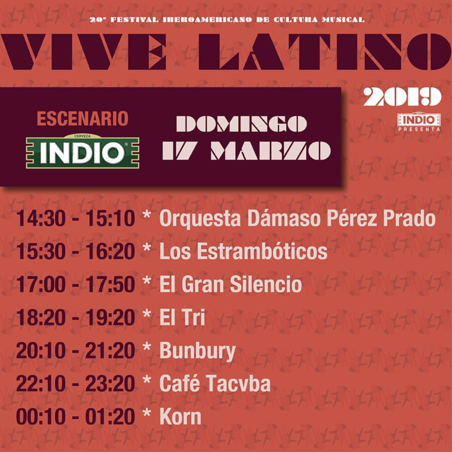 horarios del vive latino Domingo