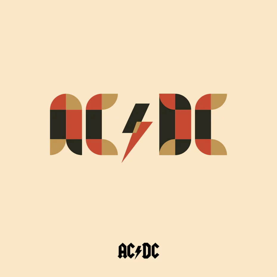logotipo de AC/DC en homenaje a Bauhaus