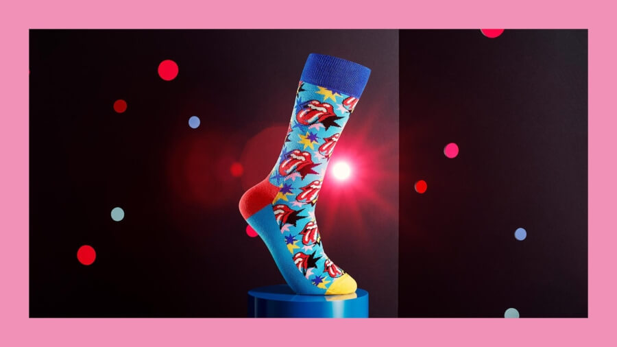 Happy Socks Calcetines de algodón para hombre y mujer diseño de piedras Rolling Stones 