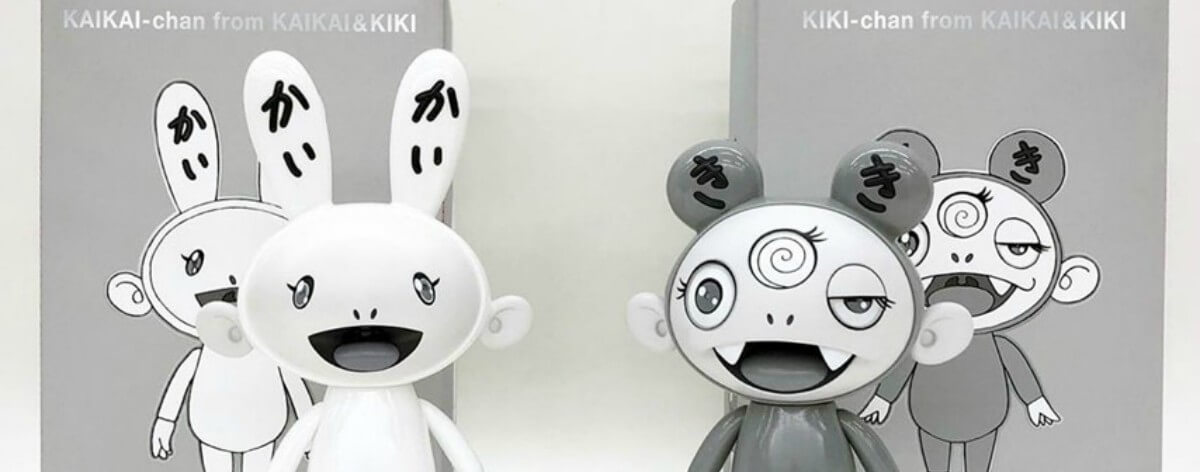 Kaikai y Kiki de Murakami en escala de grises