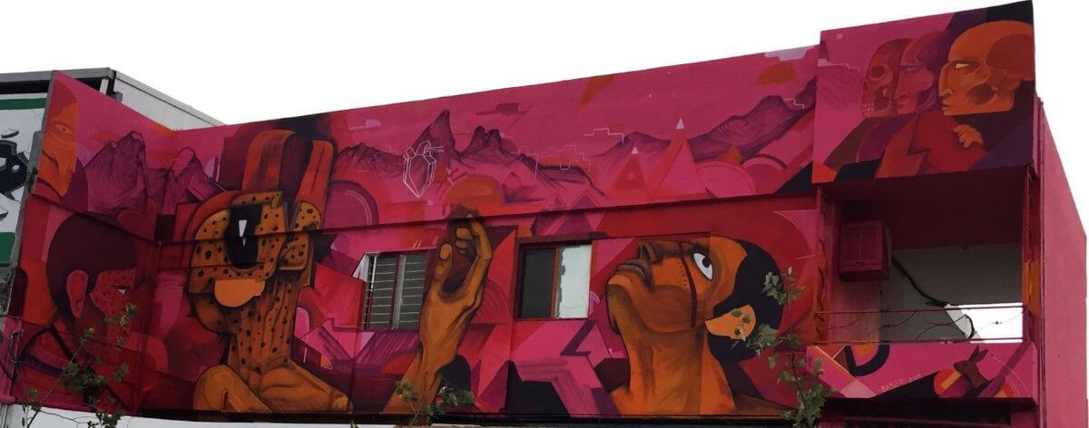 Saner crea mural en DistritoTec que dialoga con el de Gozález Camarena