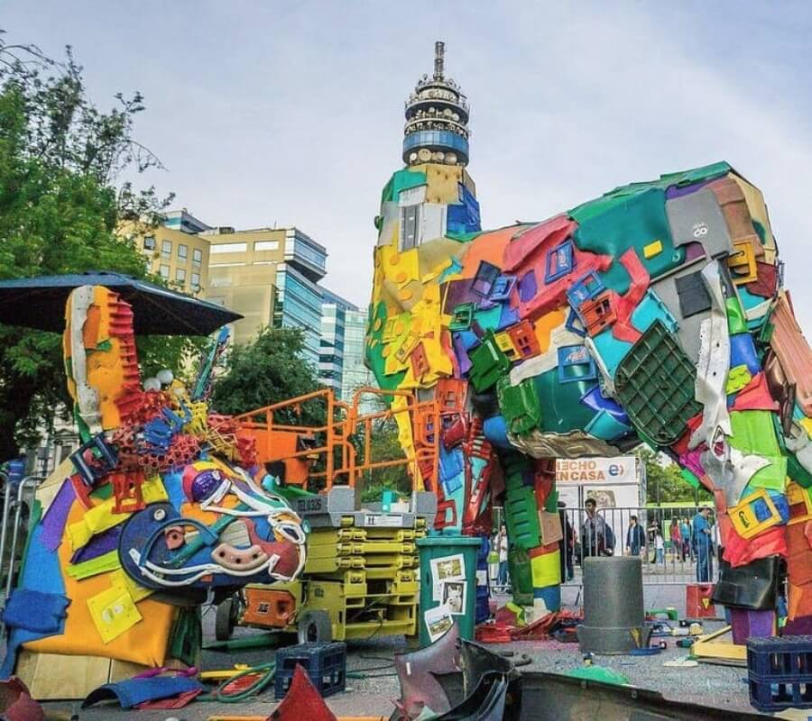 Street art con basura