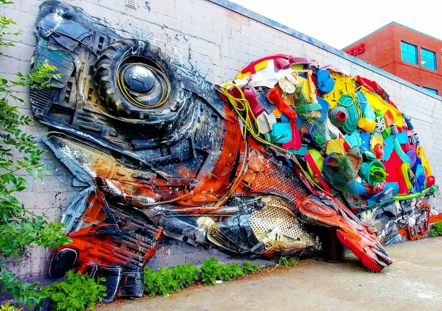Street art con basura
