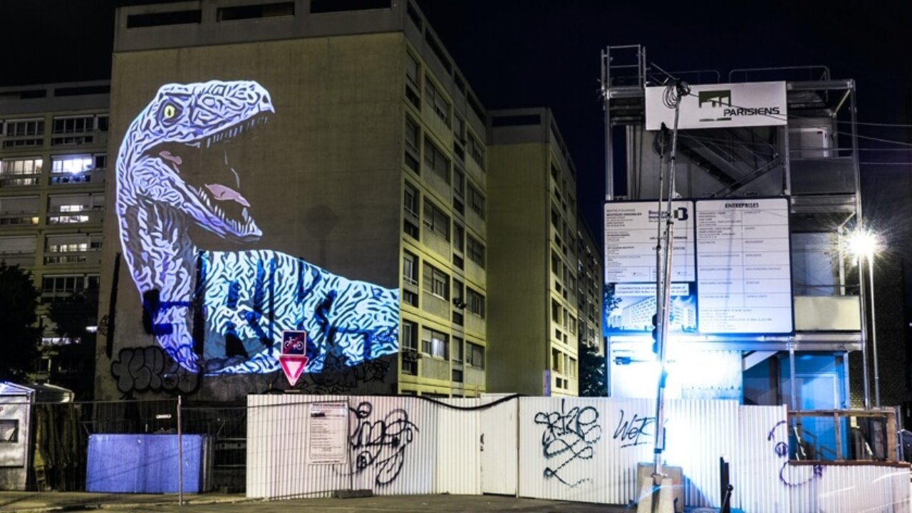 Dinosaur installation invades the streets of Paris
