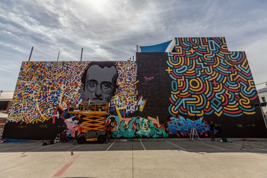 Diez artistas del arte urbano crearon la pieza
