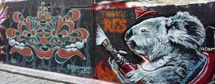 Murales que rinden tributo a los bomberos de Australia