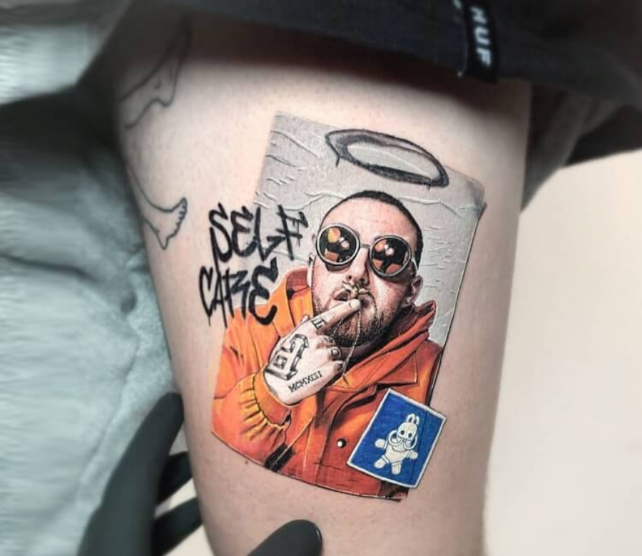 Tatuaje retrato de Mac Miller realisado por Eden Kozokaro