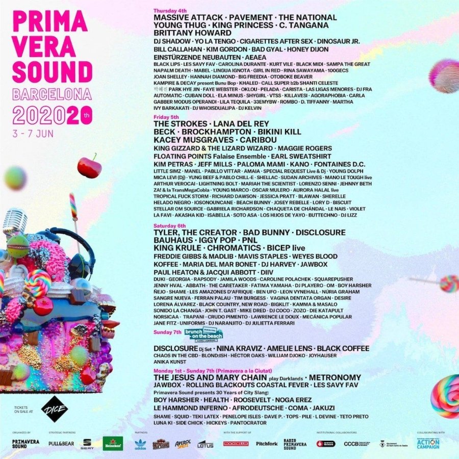 Cartel oficial de artistas de Primavera sound 2020