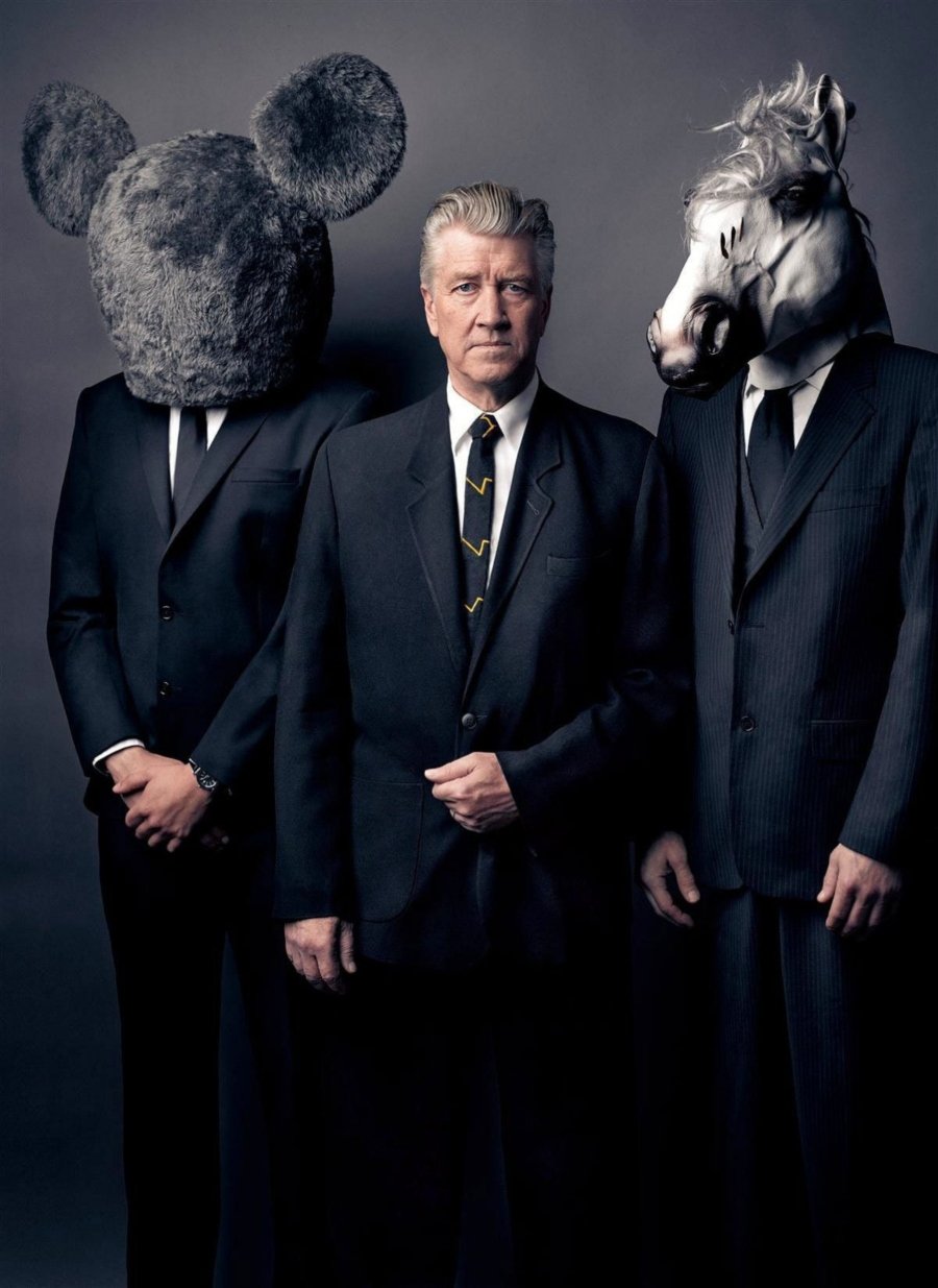 David Lynch juntos a hombre caballo y hombre oso