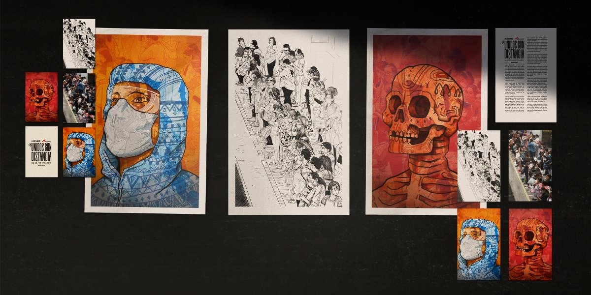 Obras de Saner y Santiago Arau para "Unidos Con Distancia", la campaña de All City Canvas y Médicos Sin Fronteras