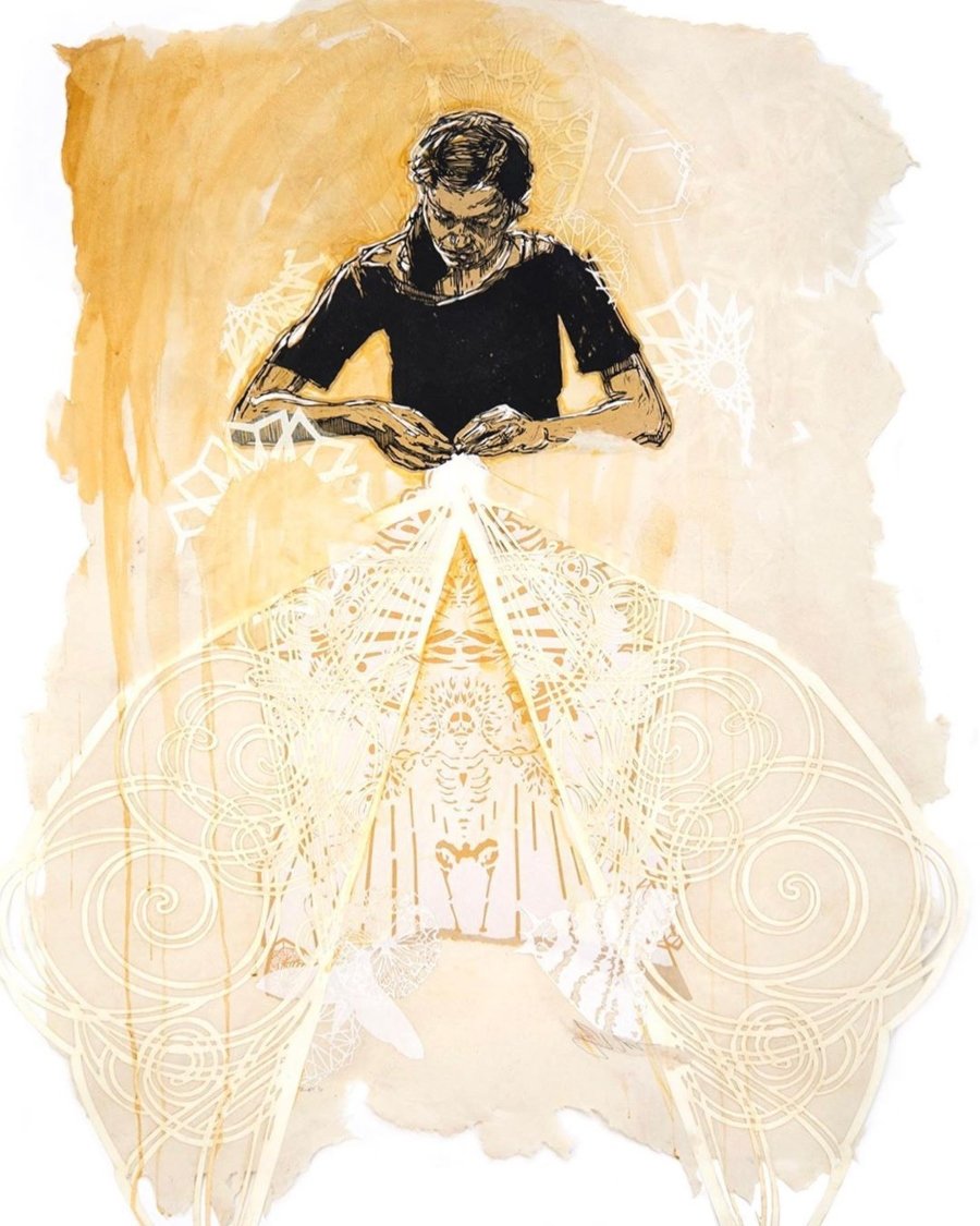Painting by Swoon