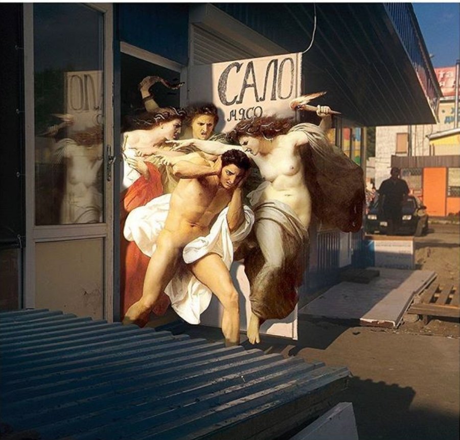 Pintura clásica y realidad se unen en estos collages digitales