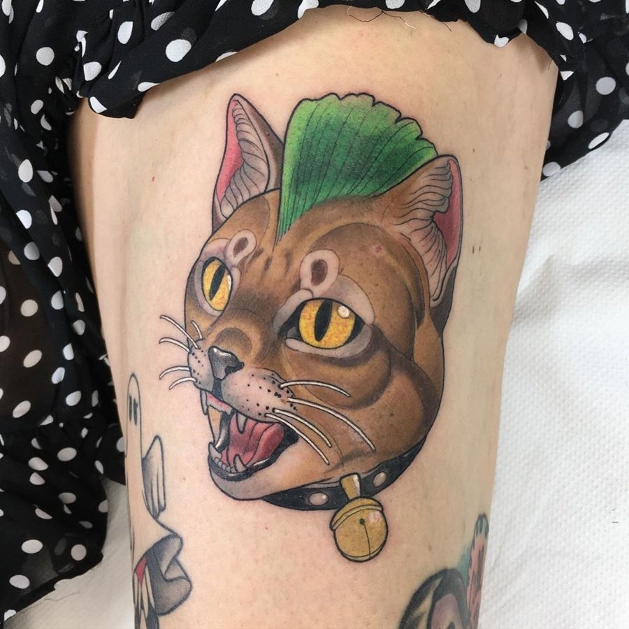 Tatuaje de gato punk