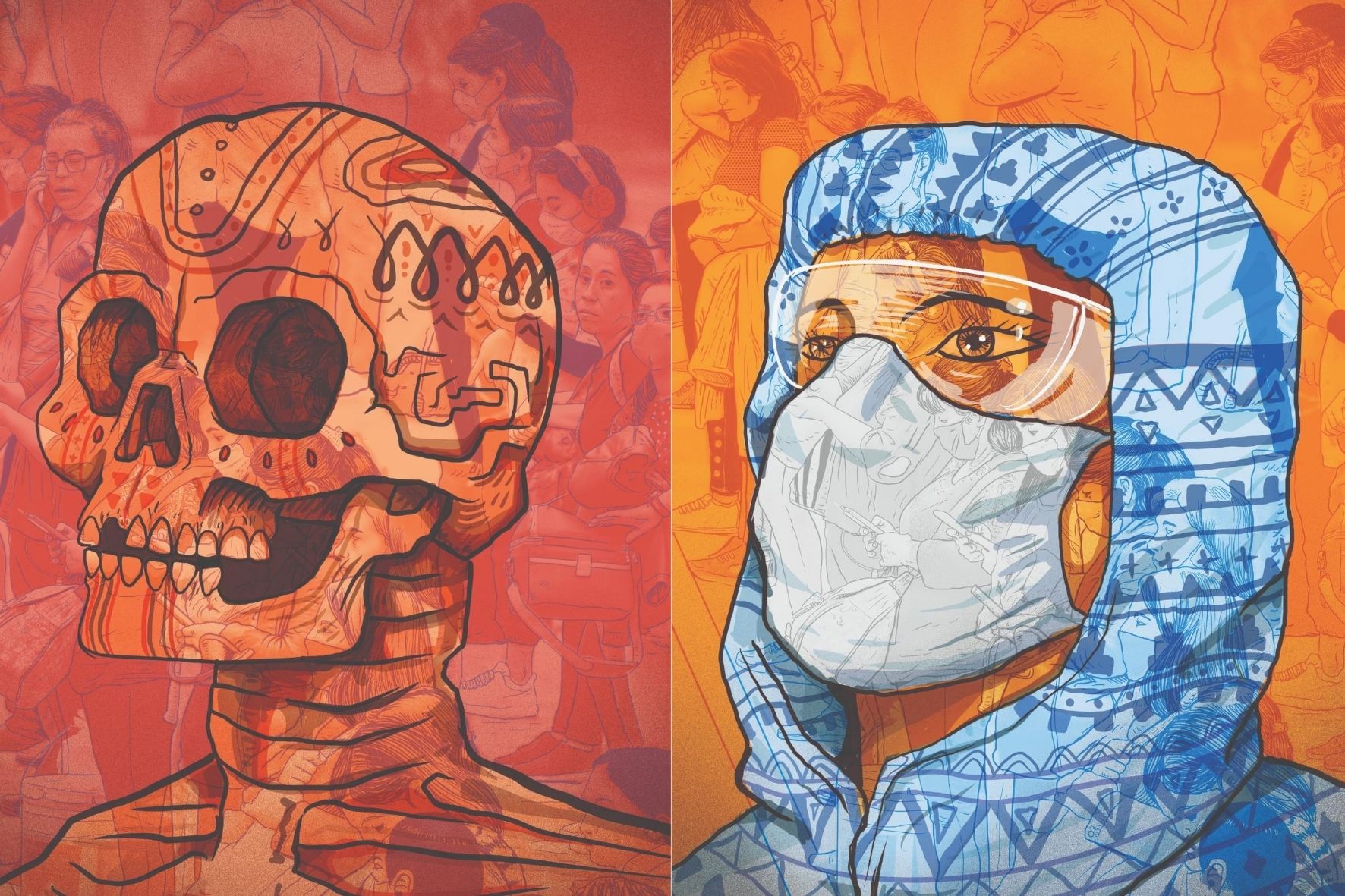 Obras de Saner para la campaña Unidos Con Distancia de All City Canvas y Médicos Sin Fronteras 