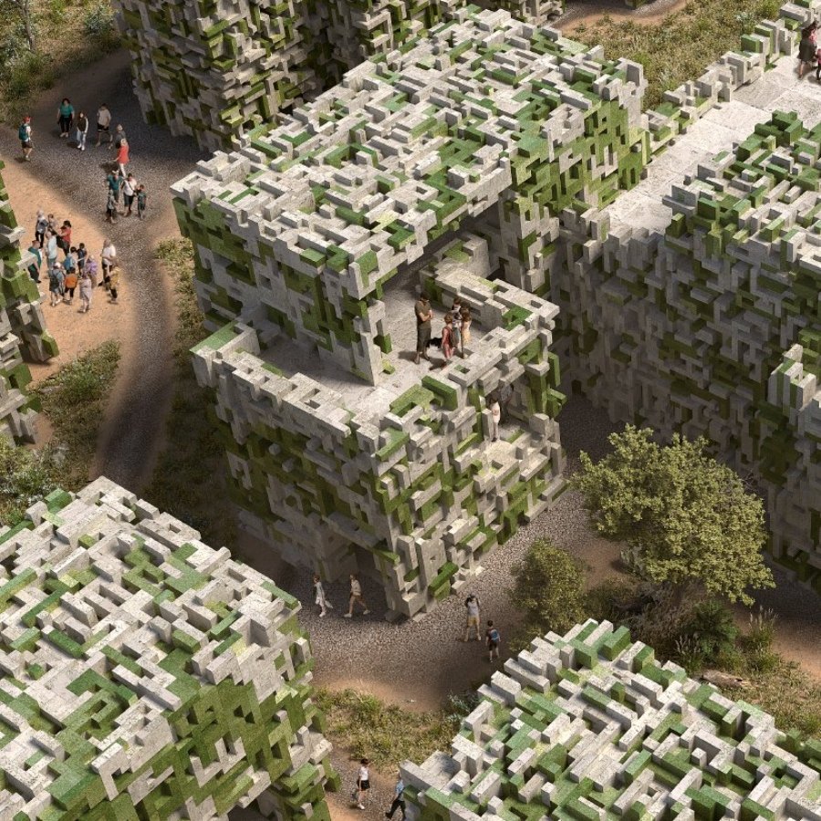 La nueva aldea ecológica hecha de algas diseñada por Ley Bryan, Jie Song y Dinel Mao