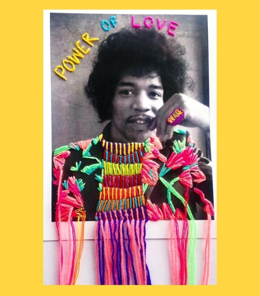 Retrato bordado de Jimmy Hendrix