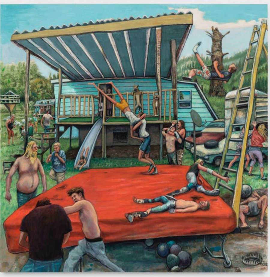 House of Tarnation, 2020, oil, wax on canvas, 72 x 72 in (182.9 x 182.9 cm)