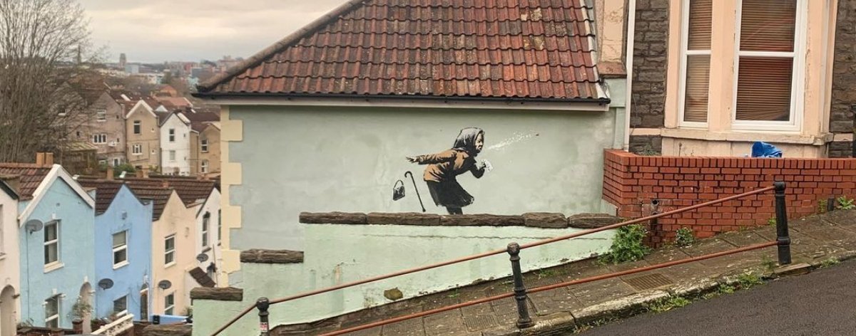 La casa del estornudo de Banksy en posible venta