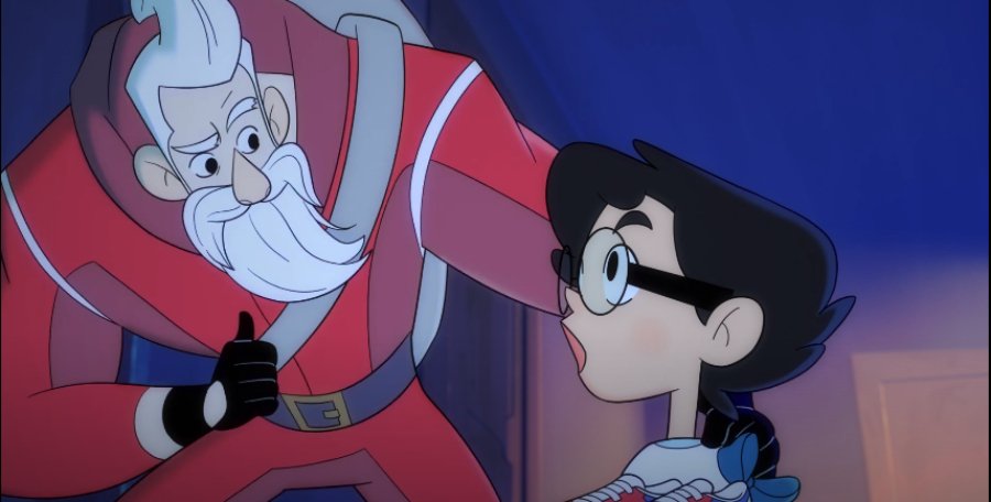 cartoon de Santa Claus con un niño