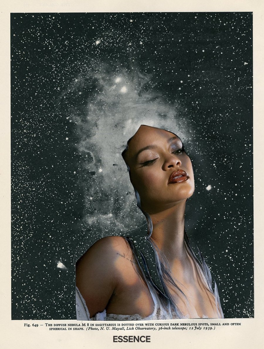 Collage de Lorna Simpson con Rihanna para Essence