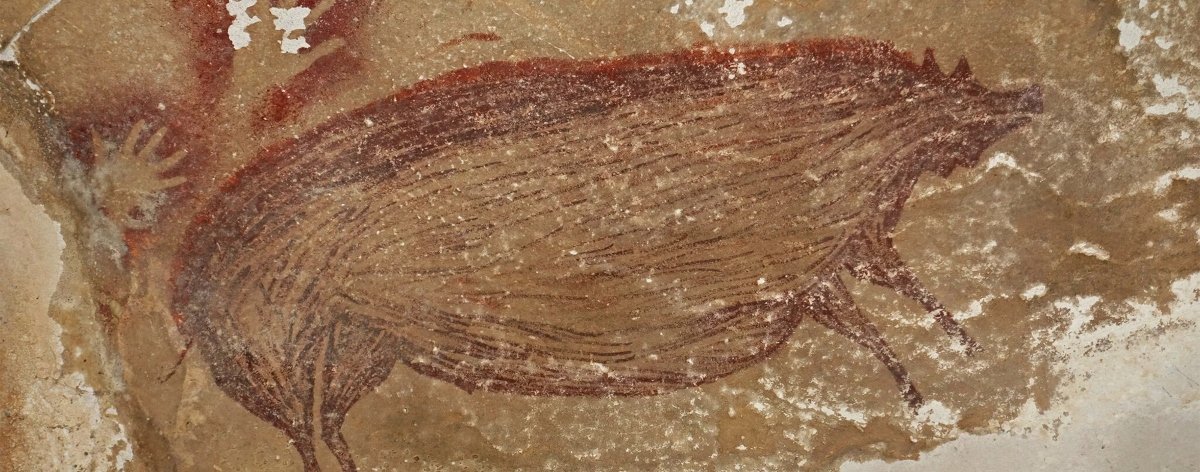 Pintura de un cerdito, la más antigua de la humanidad