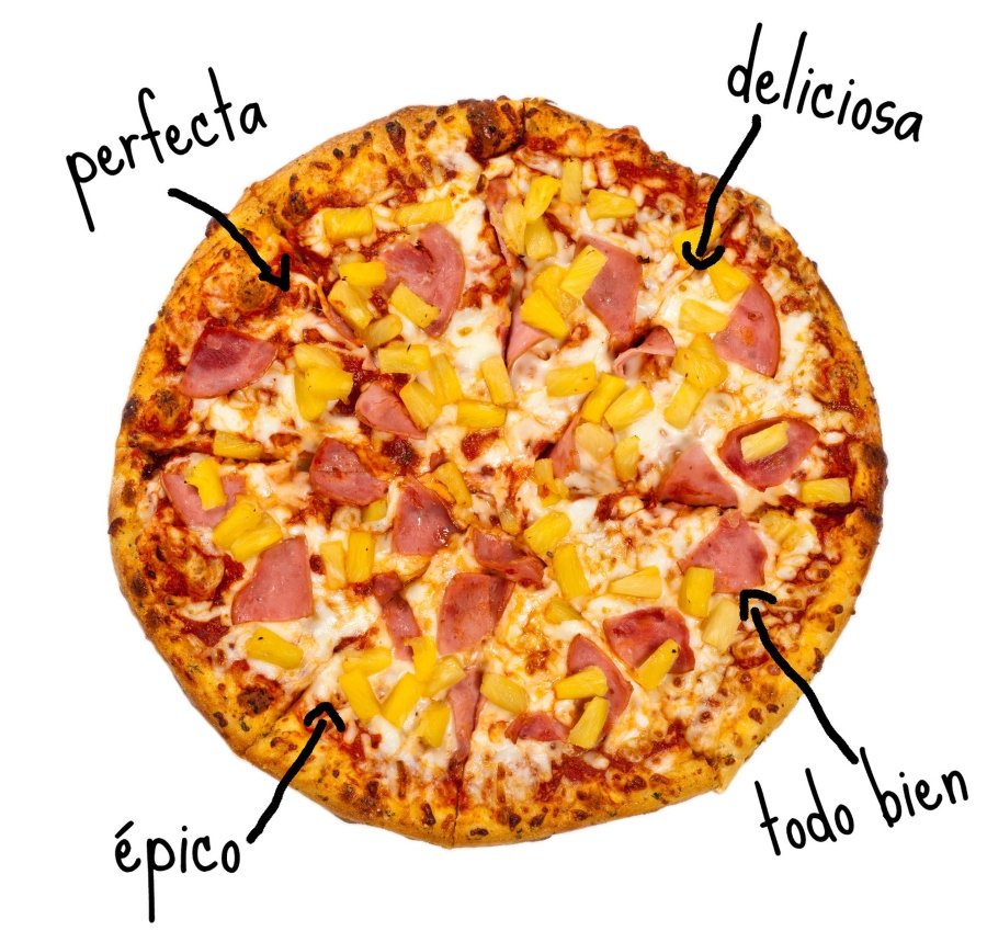 Aspecto de una pizza con piña