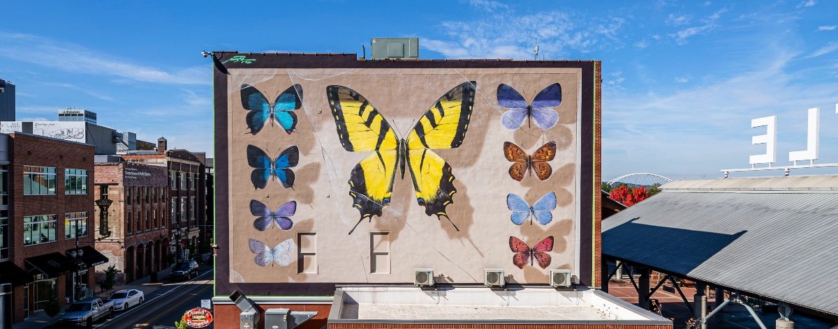Mantra presentó un fabuloso mural de mariposas en Arkansas