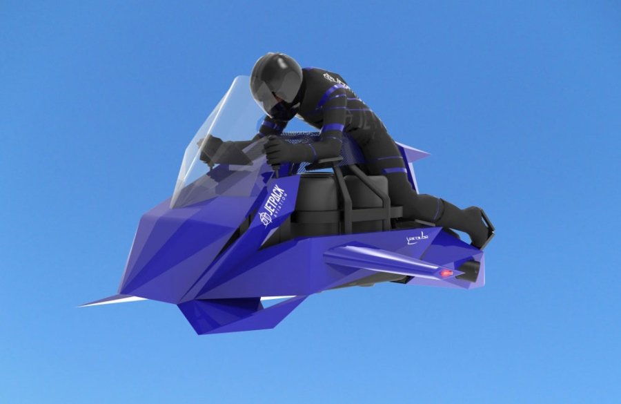 Aspecto de la primer moto voladora de Jetpack Aviation