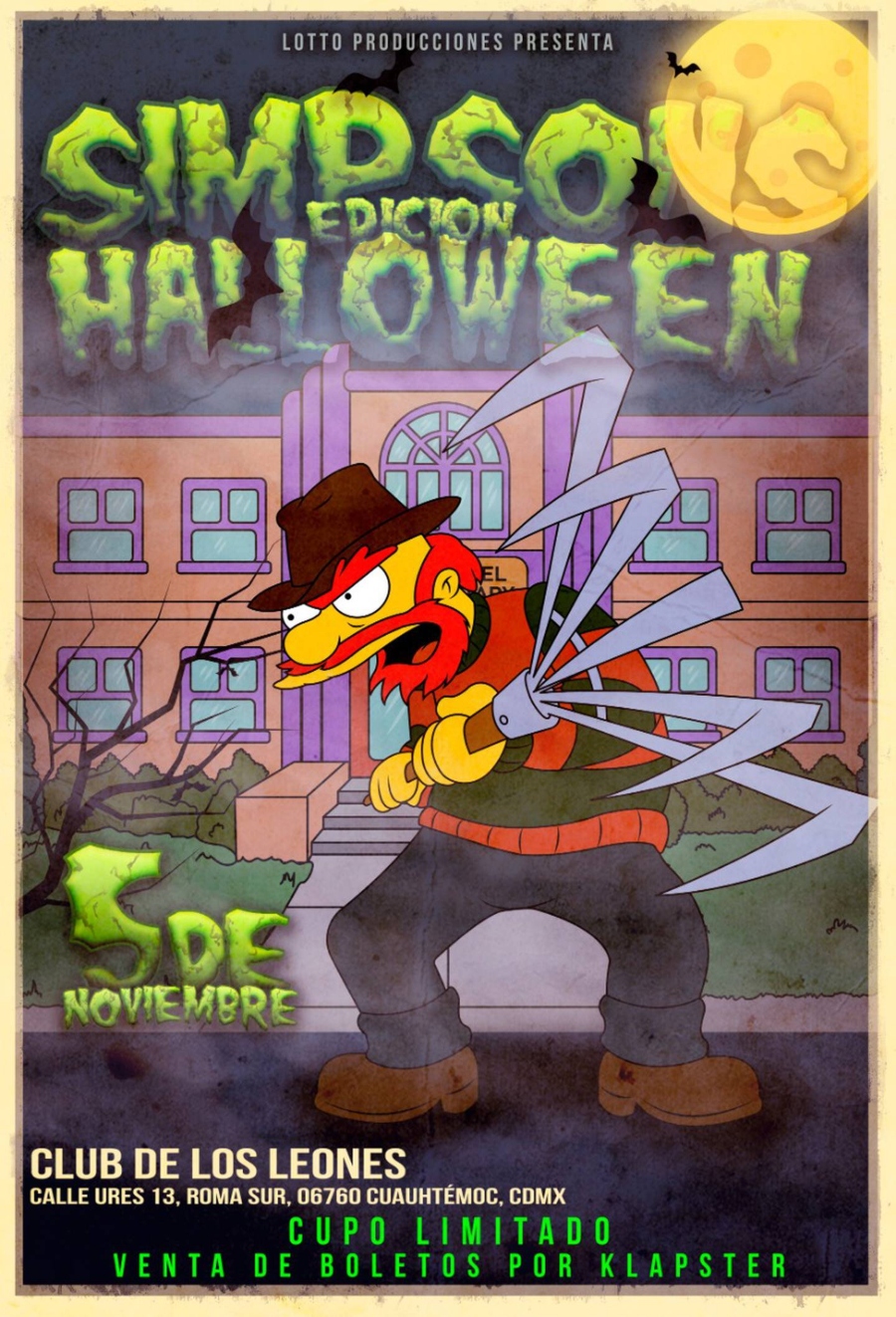 Flyer de La Casita del Terror de los Simpsons