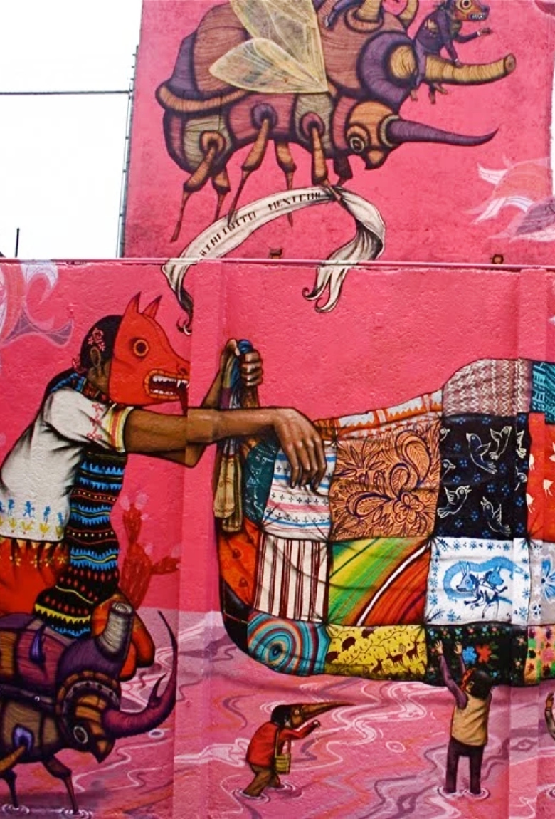 Tejedores de sueños: el mural restaurado de Saner y Sego en CDMX