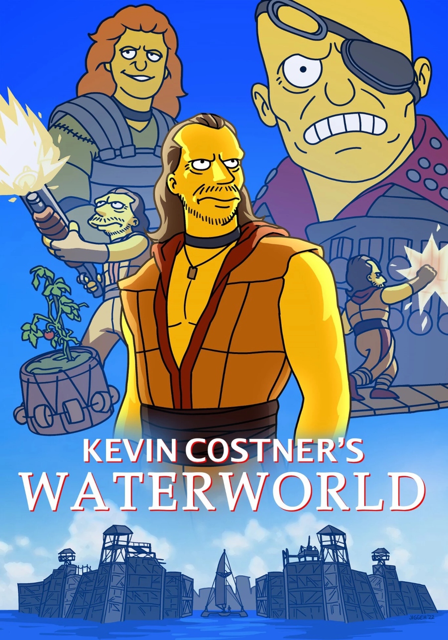 Portada de Waterworld en The Simpsons